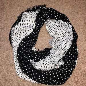 Black and White Polka Dot Infinity Scarf